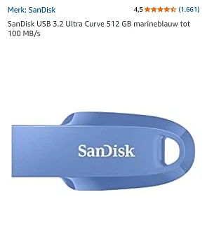 SanDisk USB 3.2 Ultra Curve 512 GB marineblauw