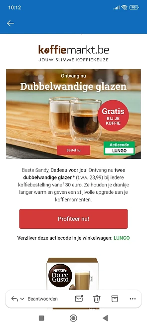 Gratis dubbelwandige glazen bij koffiemarkt
