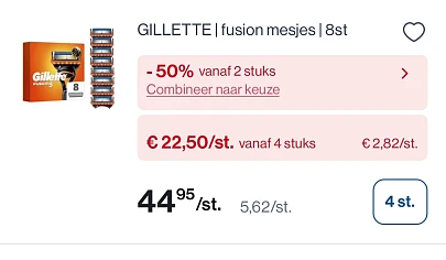 Gillette fusion mesjes met mooie korting bij Collect&Go