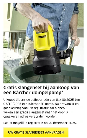 Gratis slangenset bij aankoop van een Kärcher dompelpomp