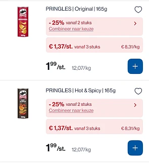 Pringles chips met dubbele korting