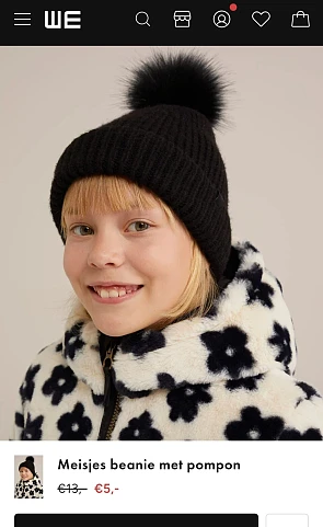 Zwarte beanie met pompon in promo