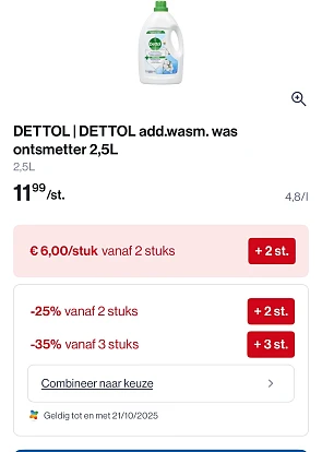 Dettol wasmiddel met dubbele korting tot -35% extra