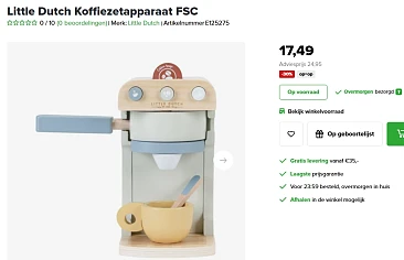 -30% Little Dutch Koffiezetapparaat FSC voordeligst bij Babydeals