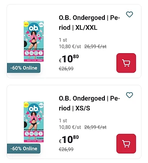 O.B. ondergoed -60%