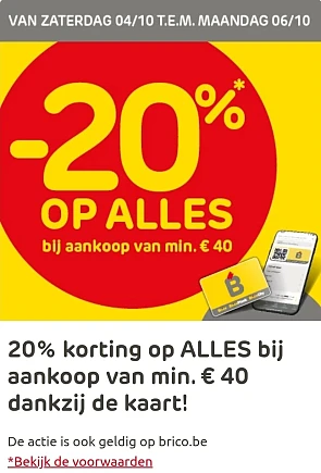 -20% op alles bij aankoop vanaf €40