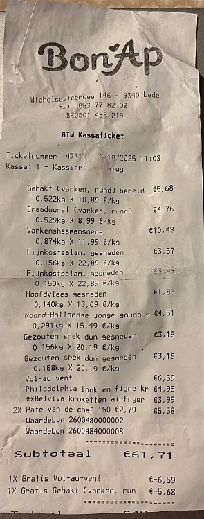 Gratis vol au vent en gehakt bij bon ap