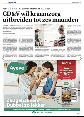 Bon in de zondag voor gratis pannenkoeken mix bij aveve