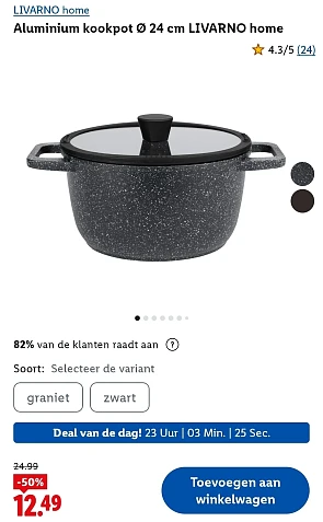 Aluminium kookpot Ø 24 cm LIVARNO home -50%