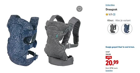 Infantino Flip 4-in-1-Babydraagzak nu -47% in de Lidl webshop