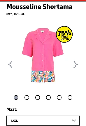 Mousseline shortama -75% op Kruidvat.be