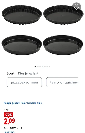 Quiche- en taartvormen of pizzabakplaten -70%