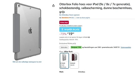 Prime Deal: Otterbox Folio hoes voor iPad voor €19,80 ipv €89,99 op Amazon BE