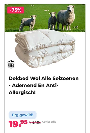 Dekbed wol alle seizoenen -75%