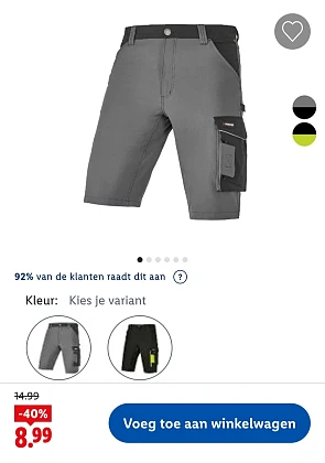 Werkshort voor heren -40%
