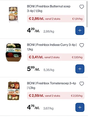 Verspakketten goedkoper bij Colruyt