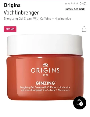 Mega promo op origins vochtinbrenger Energizing Gel Cream met Caffeïne en Niacinamide