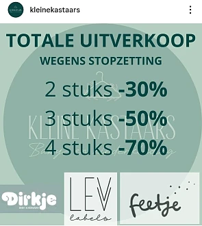 Totale uitverkoop tot -70% bij Kleine Kastaars