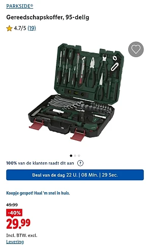 Dagdeal: PARKSIDE® Gereedschapskoffer 95-delig -40%