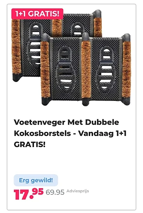 Voetenveger Met Dubbele Kokosborstels - Vandaag 1+1 GRATIS! -