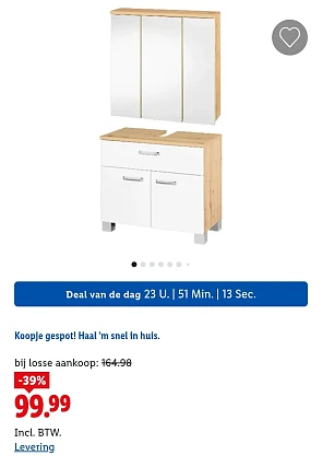 Wastafelonderkast en spiegelkast -39%