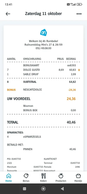 Ah 40% op Dolce Gusto of €0,17/stuk