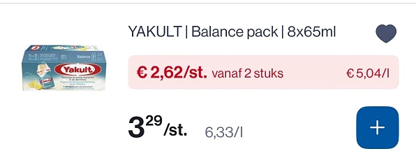 Yakult balance pack 8x65 ml goedkoper
