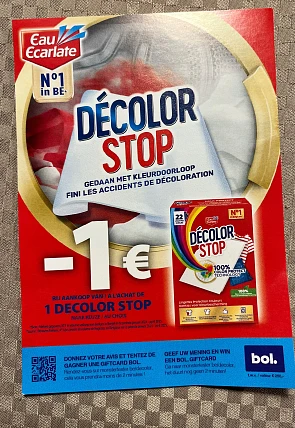 Coupon -1,00€ op decolor stop aan kassa in Delhaize