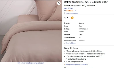 katoenen dekbedovertrek bij amazon