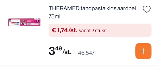 Theramed tandpasta voor kinderen aardbei -50%