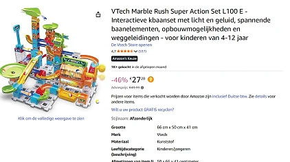 VTech Marble Rush knikkerbaan goedkoop bij Amazon DE