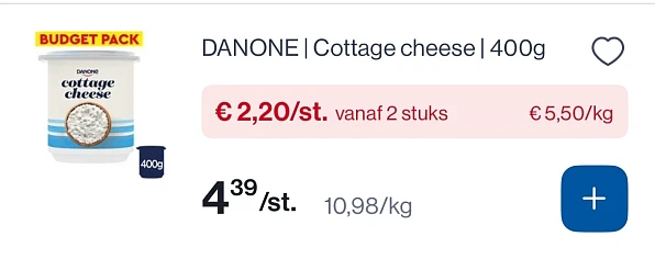 Danone cottage cheese 400 gram -50%