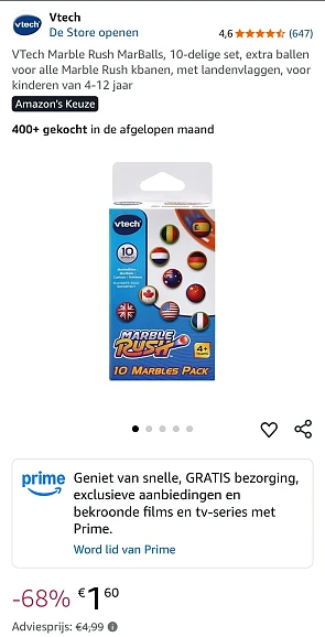 VTech Marble Rush MarBalls -68%