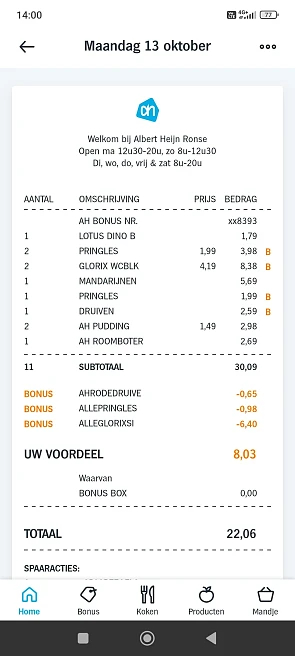 Ah glorix aan €0,99/stuk