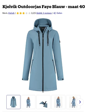 Kjelvik Outdoorjas Faye Blauw - maat 40