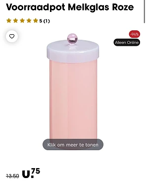 Voorraadpot Melkglas Roze