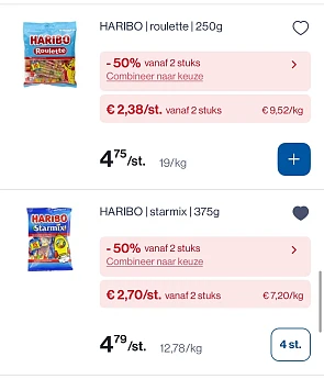 Verschillende Haribo snoepjes met mooie korting