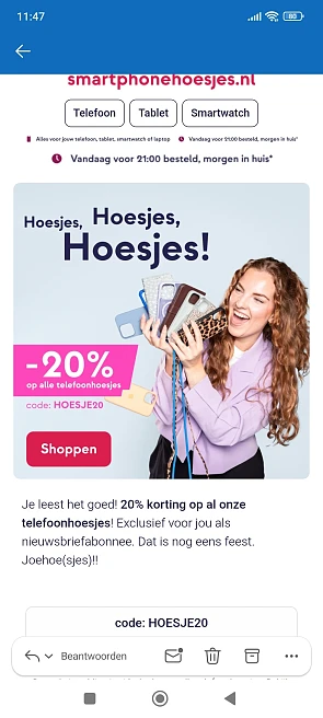 Smartphonehoesjes.nl: 20% op alle telefoonhoesjes