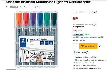 Staedtler merkstift Lumocolor Flipchart 6 stuks 5 stuks