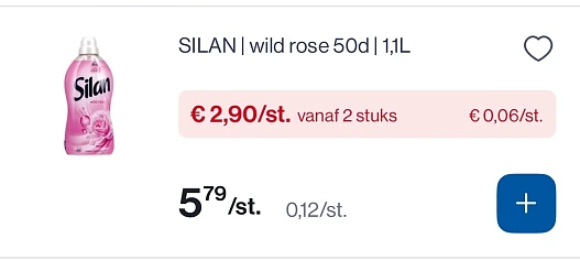 Silan wild rose 50 d 1,1L voor 2,90€/stuk
