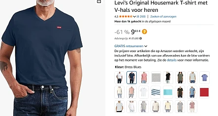 Levi's t shirts bij amazon (alle maten)