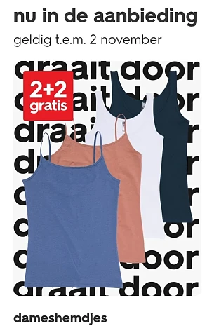 Dameshemdjes 2+2 gratis