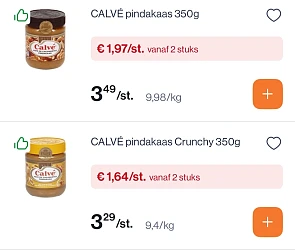 Calve pindakaas 350 gram -50%