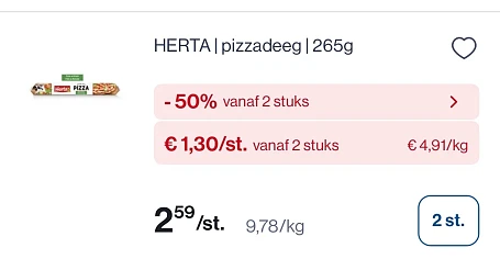 Mooie korting op Herta pizzadeeg