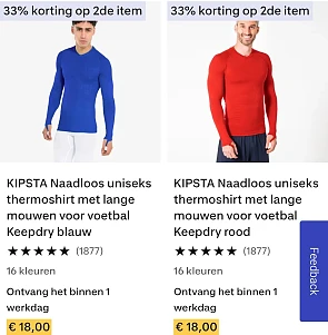 33% korting op 2de item bij Decathlon