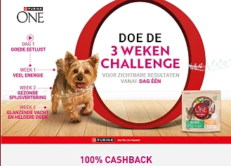 100% cashback op de Purina One Dog producten 🐶
