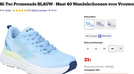 Hi-Tec Promenade BLAUW wandelschoenen