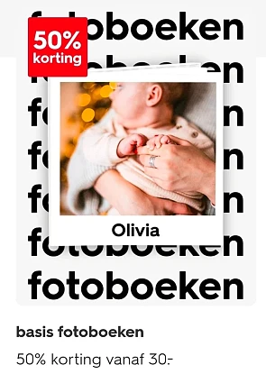 50% korting op basis fotoboeken bij Hema