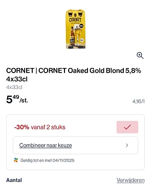 Cornet oaked gold blond 4x33 cl in promo + coupon