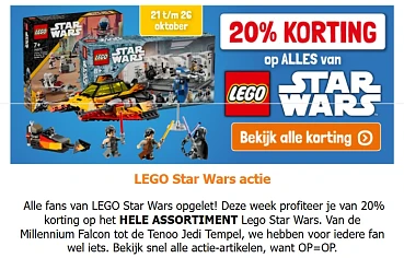 -20% op Star Wars sets van LEGO bij Lobbes